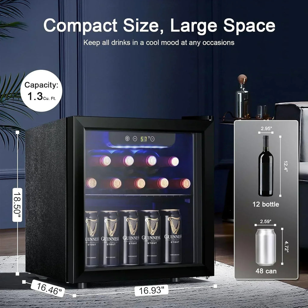 Antarctic Star 26 Bottle 130 Can Wine Cooler/Cabinet Beverage Refrigerator Cellar Beer Clear Glass