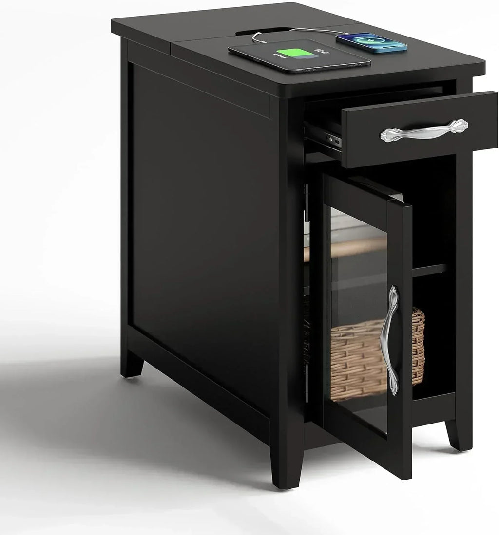 Farmhouse End Table Narrow Side Table Small Nightstand