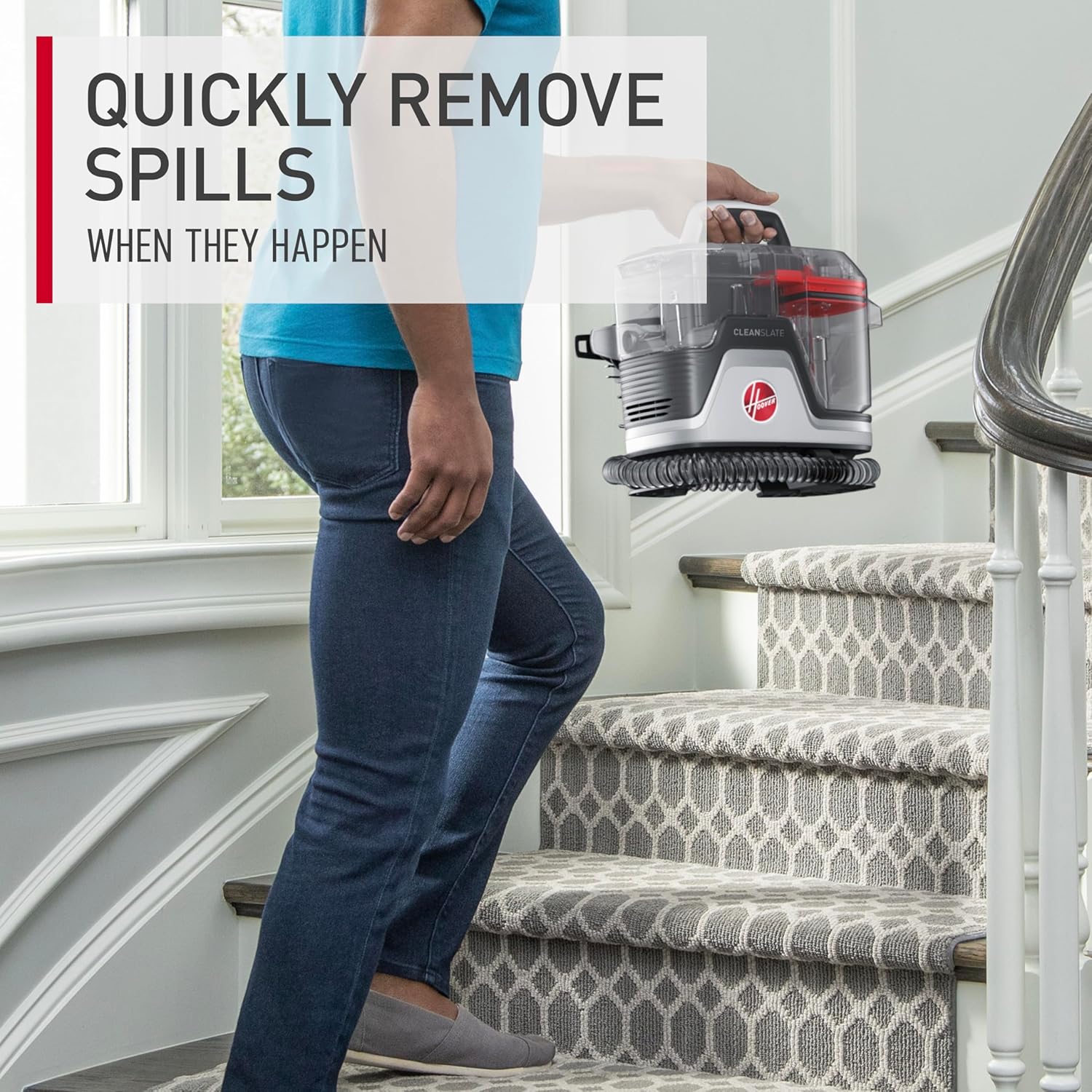 Hoover CleanSlate Plus Portable Carpet & Upholstery Spot Cleaner with Powerful Suction and Multiple Tools