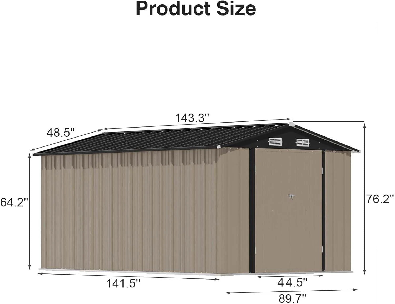 Patiowell 5x3 FT Outdoor Storage Shed Tool Shed with Sloping Roof and Lockable Door Metal Shed