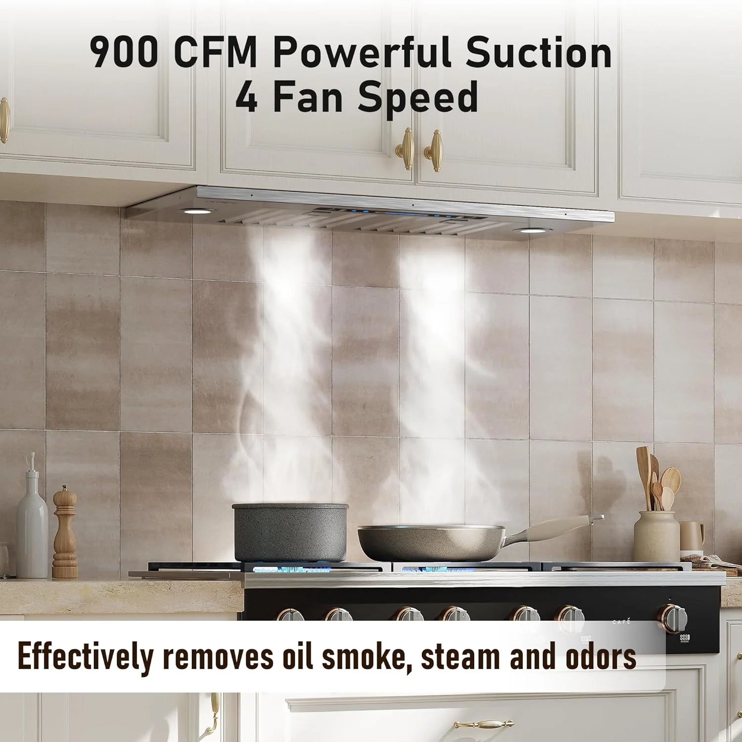 IKTCH 30 Built-in/Plug-in Range Hood 900 CFM, Ducted/Ductless Convertible Ducted, Stainless Steel Kitchen Range Hood