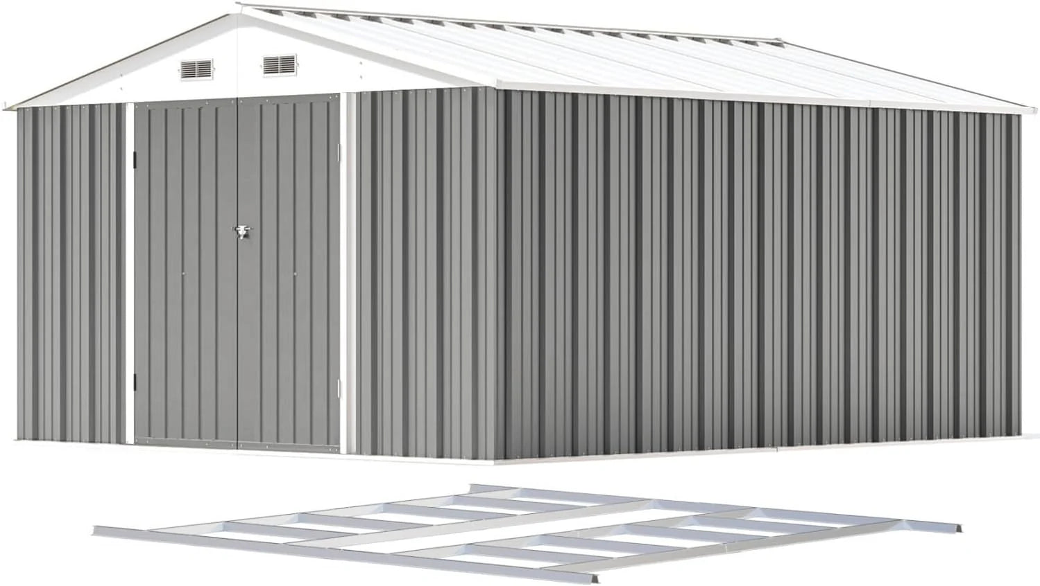 Patiowell 5x3 FT Outdoor Storage Shed Tool Shed with Sloping Roof and Lockable Door Metal Shed