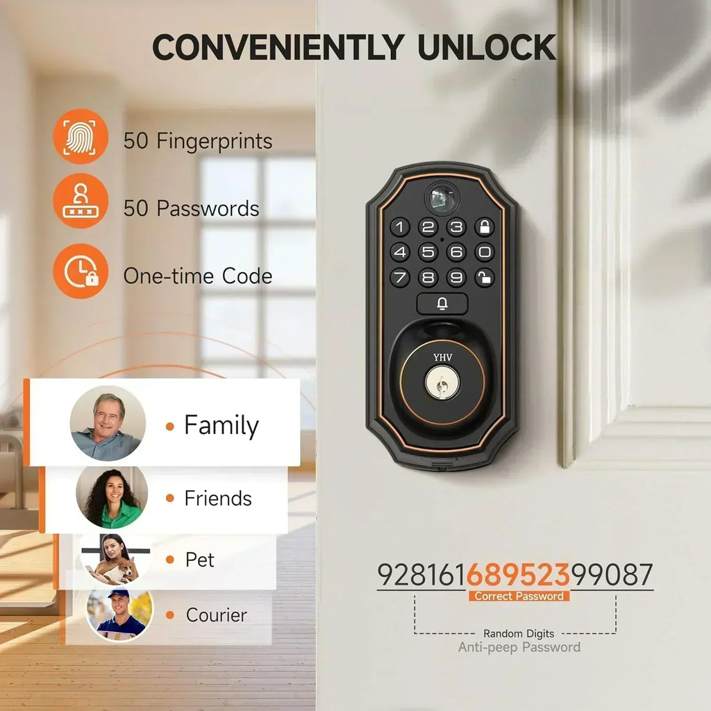 Keyless Entry Door Lock with Camera Fingerprint Smart Door Lock with App Remote Control