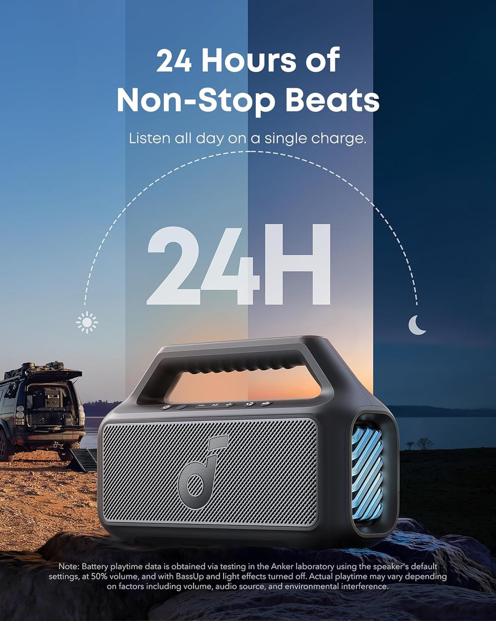 Outdoor Speaker 80W Subwoofer BassUp 2.0 24H Playtime IPX7 Waterproof Floatable RGB Lights