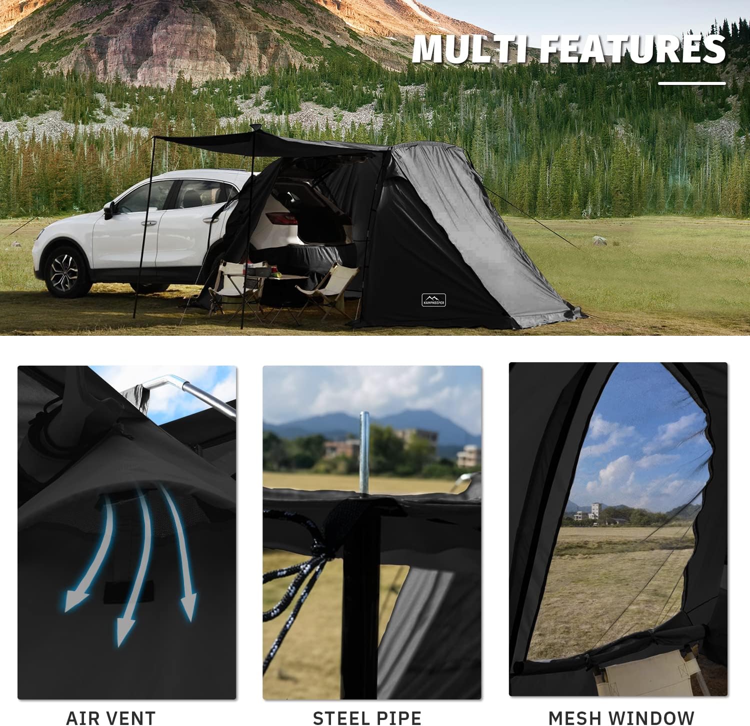 KAMPKEEPER SUV Car Tent Tailgate Shade Awning Tent for Camping Vehicle Camping Tents