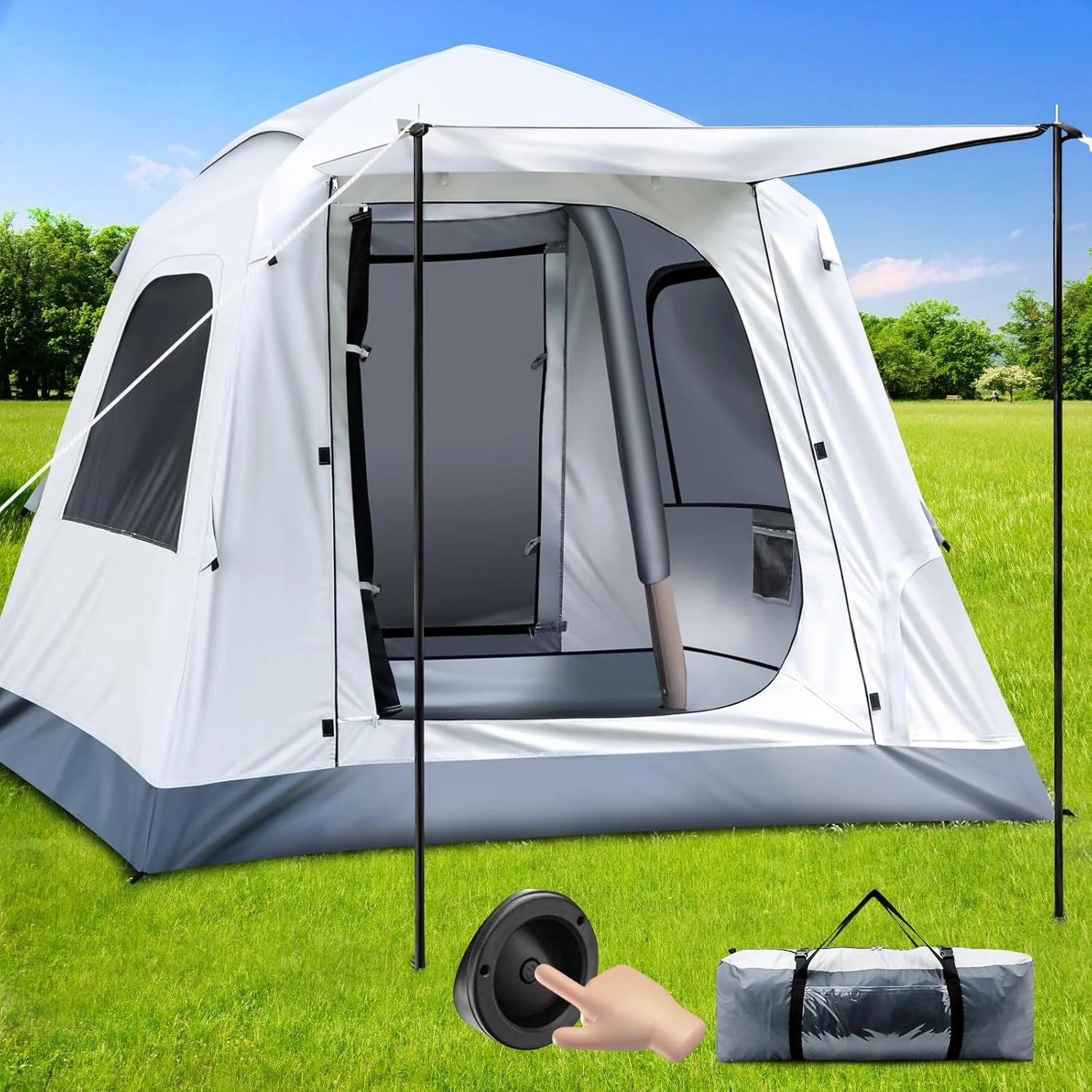 Automatic Inflatable Camping Tent��Easy Set up 3-4 Person Glamping Outdoor Air Blow Up Tents, Quick Setup Air Tent with a Built-in air Pump,Waterproof Inflatable House Tent for Adults