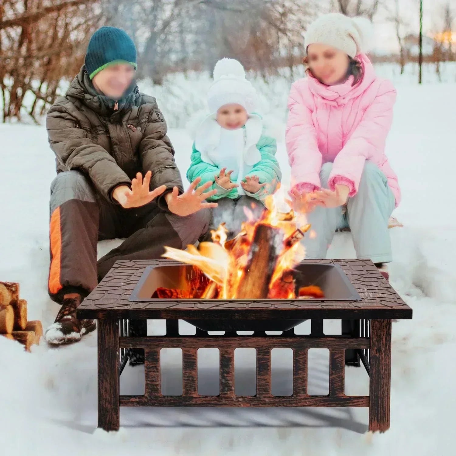 Yaheetech Multifunctional Fire Pit Table Square Metal Firepit Stove Backyard Patio Garden Fireplace