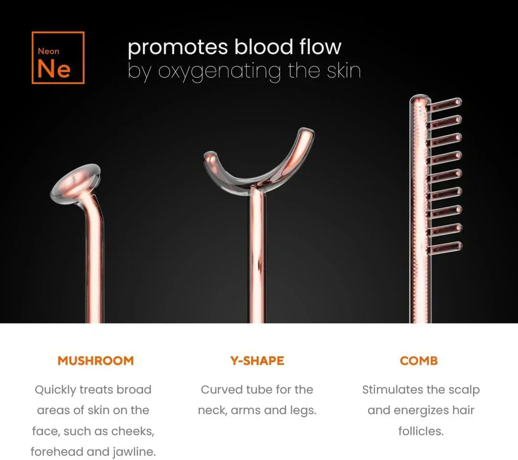 NuDerma Professional Skin Therapy Wand Portable Skin Therapy Machine with 6 Neon Argon Wands