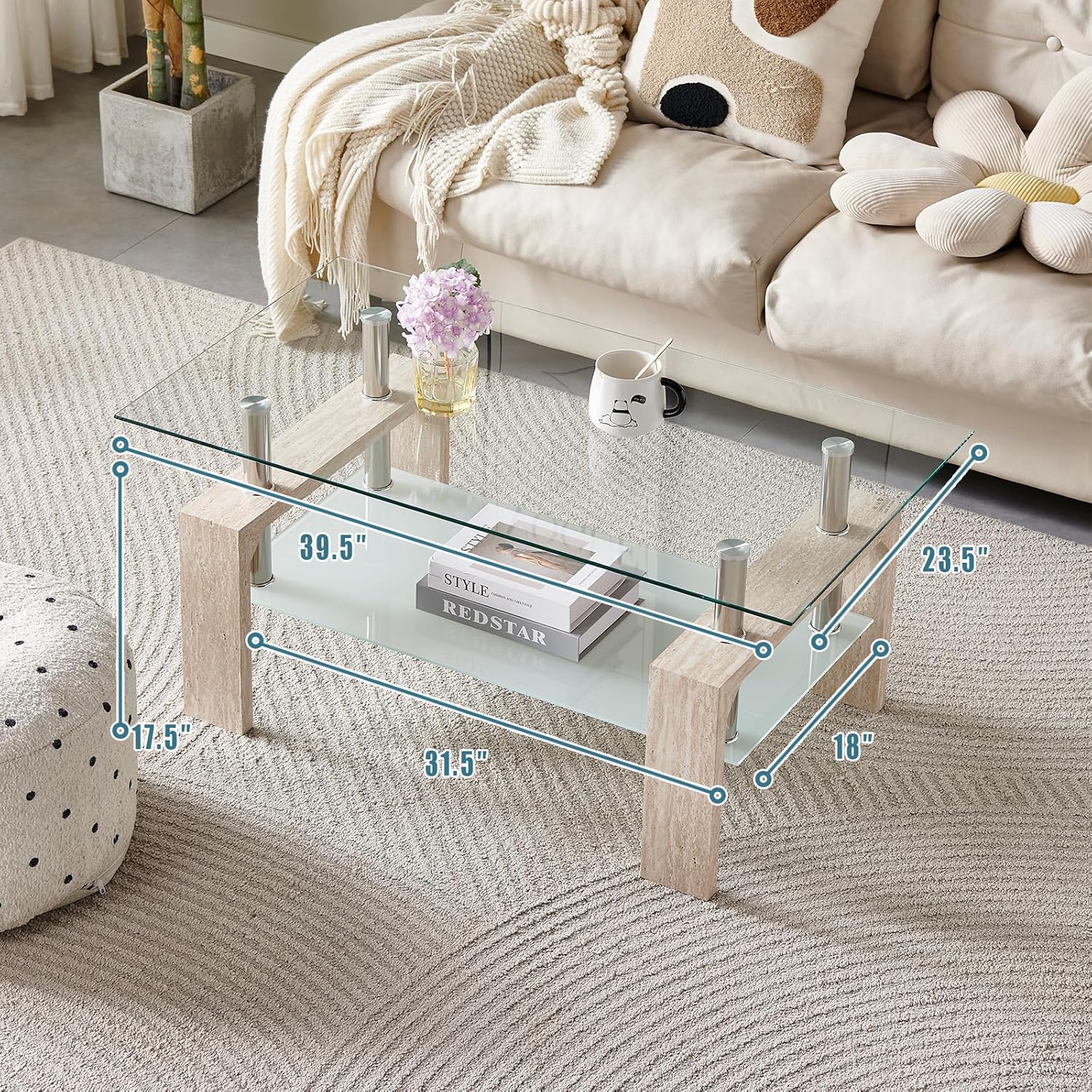 Living Room Rectangle Coffee Table Tea Table Suitable for Waiting Room Modern Side Coffee Table