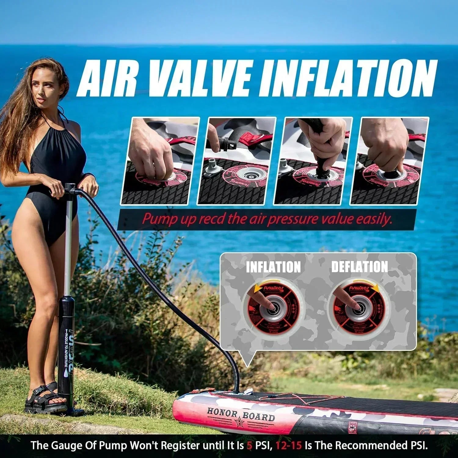 FunWater Inflatable Stand Up Paddle Board Premium SUP Paddle Accessories EVA Deck