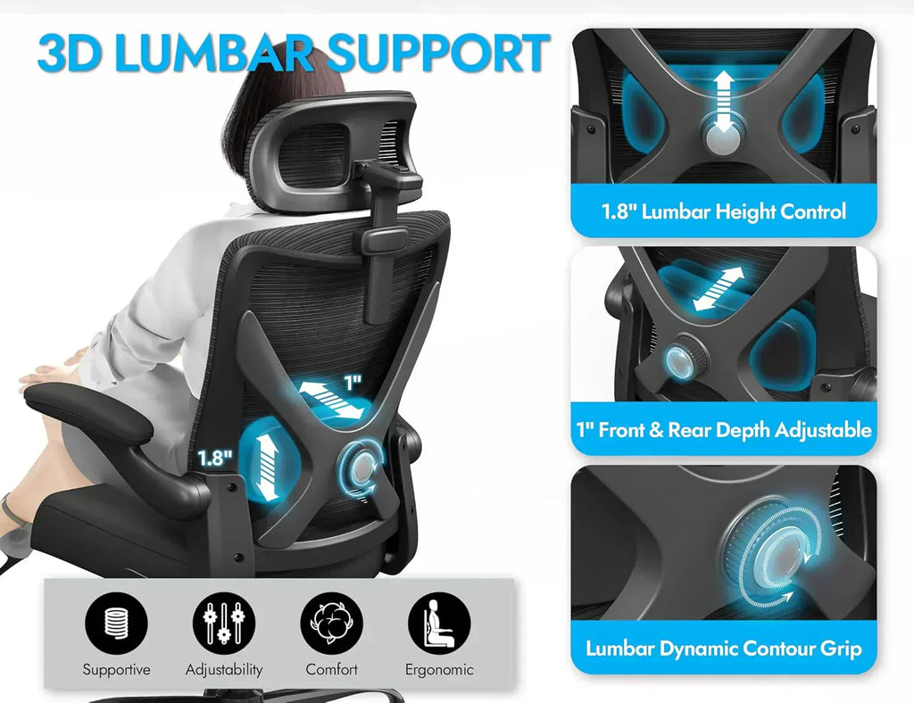 Office computer desk and chair gaming chair with lumbar support and headrest