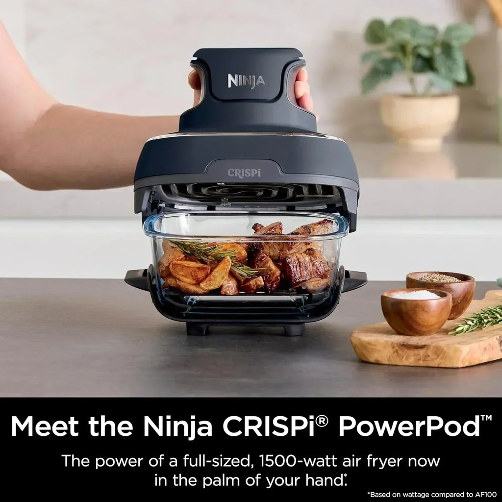 Ninja Crispi 4 in 1 Portable Glass Air Fryer Cooking System 4QT 6 Cup TempWare Glass Containers