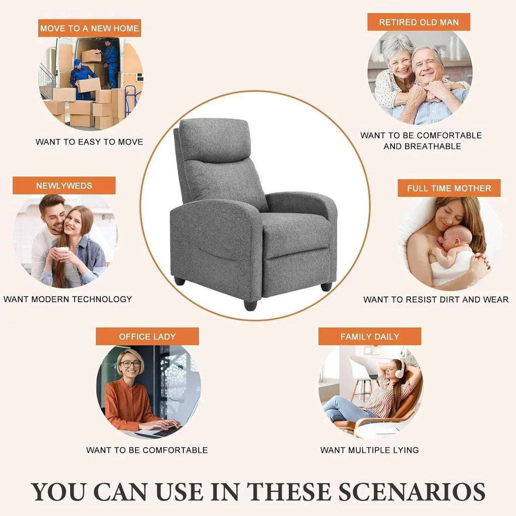 Adult massage recliner adjustable home theater seat modern fabric recliner