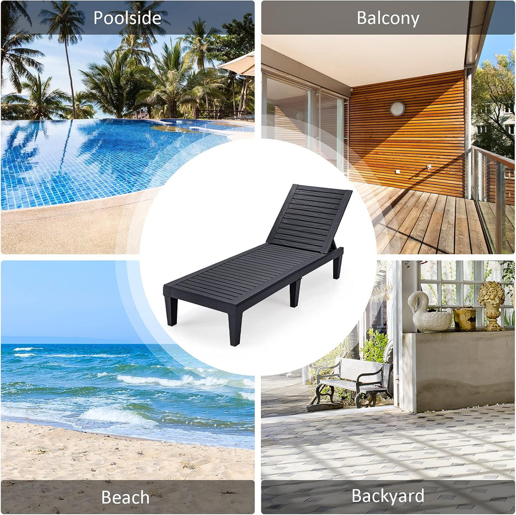 Outdoor Chaise Lounge Chair Lightweight Patio Lounge Recliner Chair with Adjustable Backrest