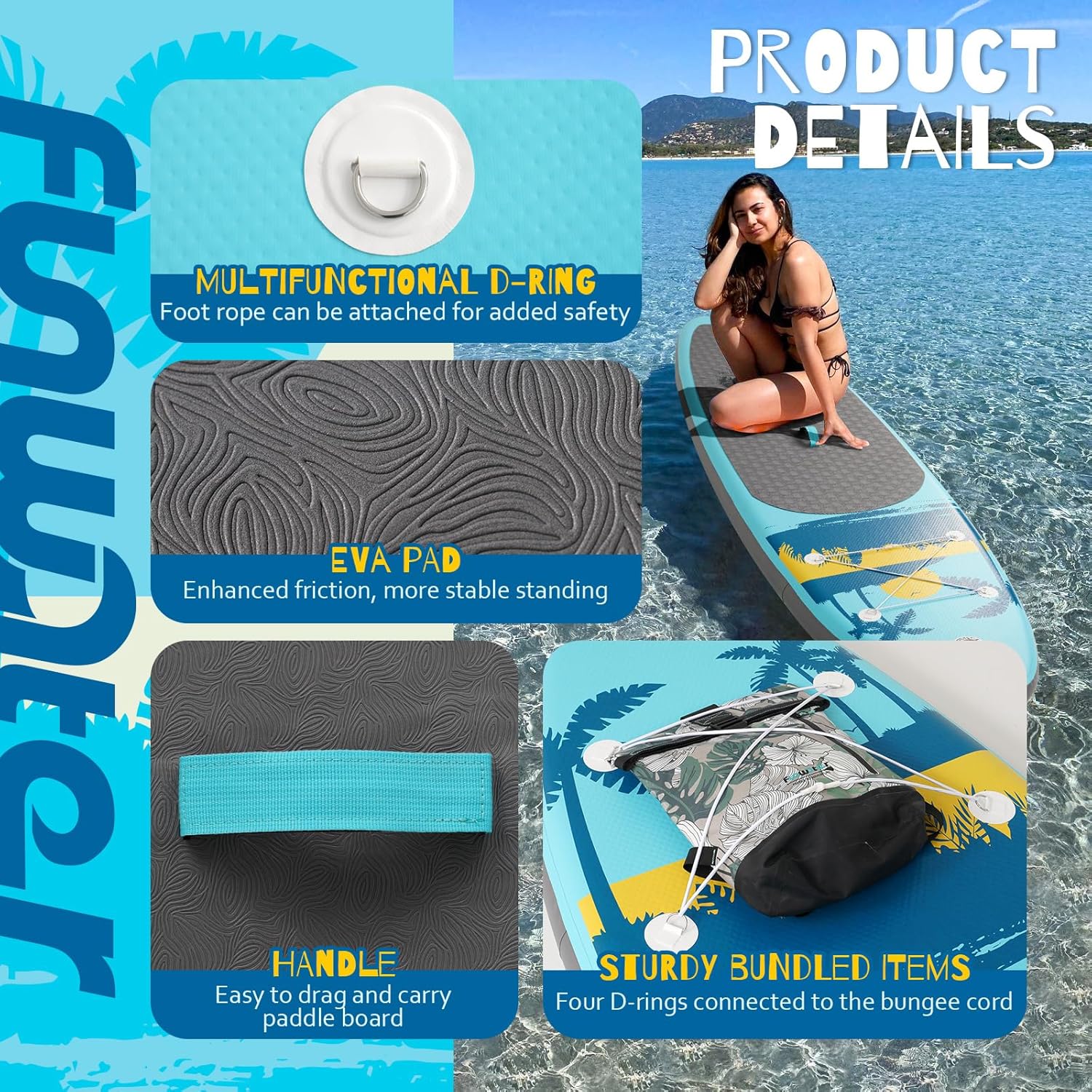 FunWater Inflatable Stand Up Paddle Board Premium SUP Paddle Accessories EVA Deck