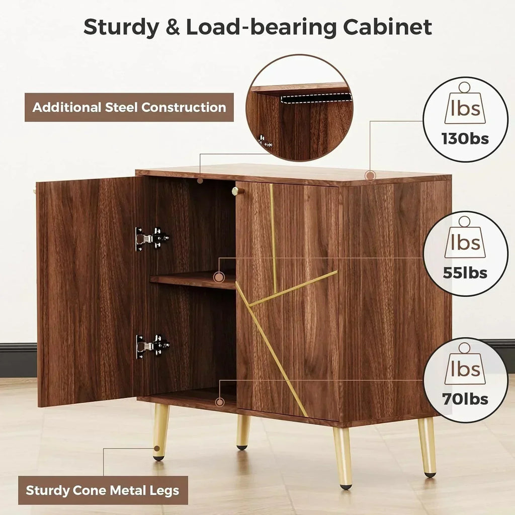 Free Standing Cabinet Black Wood for Living Room Bedroom Dining Room Hallway
