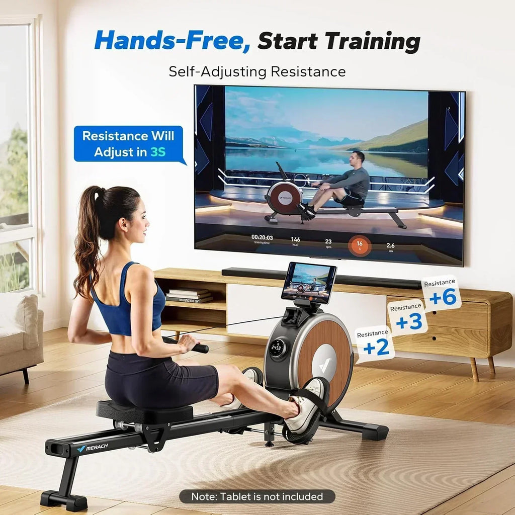 Merachi household rowing machine silent resistance dual-slide design