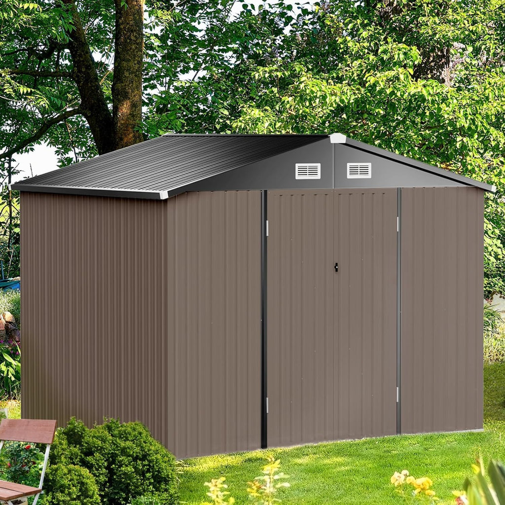 Aoxun 6.2x4 FT Shed Outdoor Storage Shed Metal Garden Shed Slooping Roof Tool Shed Bike Shed