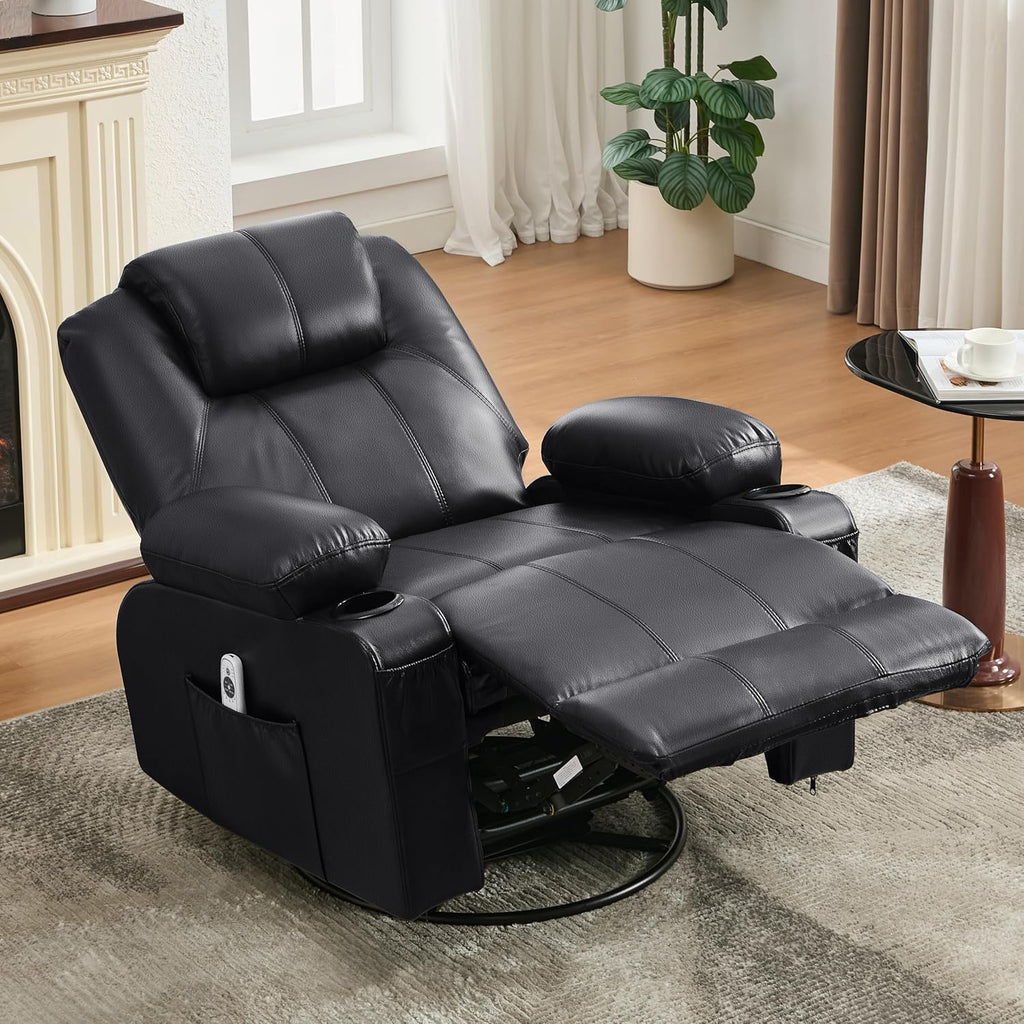 Large Swivel Rocking Recliner with Massage Function 360 Degree Swivel Rocking Single Sofa