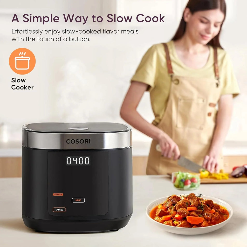 COSORI 10-Cup Rice Cooker with 24-Hour Heat Keeping and Non-Stick Ceramic Inner Pot, Steamer, Stir-fryer, and Slow Cooker