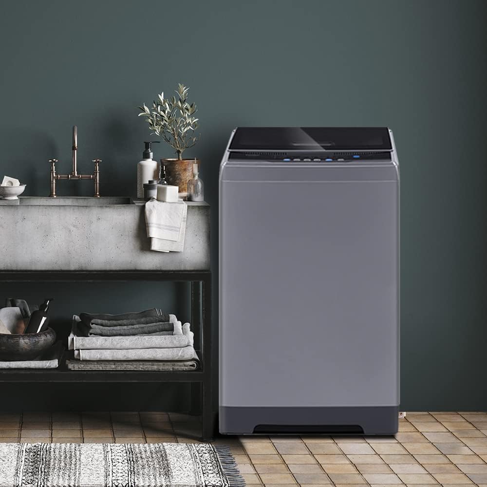 Comfee Portable Washing Machine, 0.9 cu.ft Compact Washer With LED Display, 5 Wash Cycles, 2 Built-in Rollers, Space Saving Full-Automatic Washer