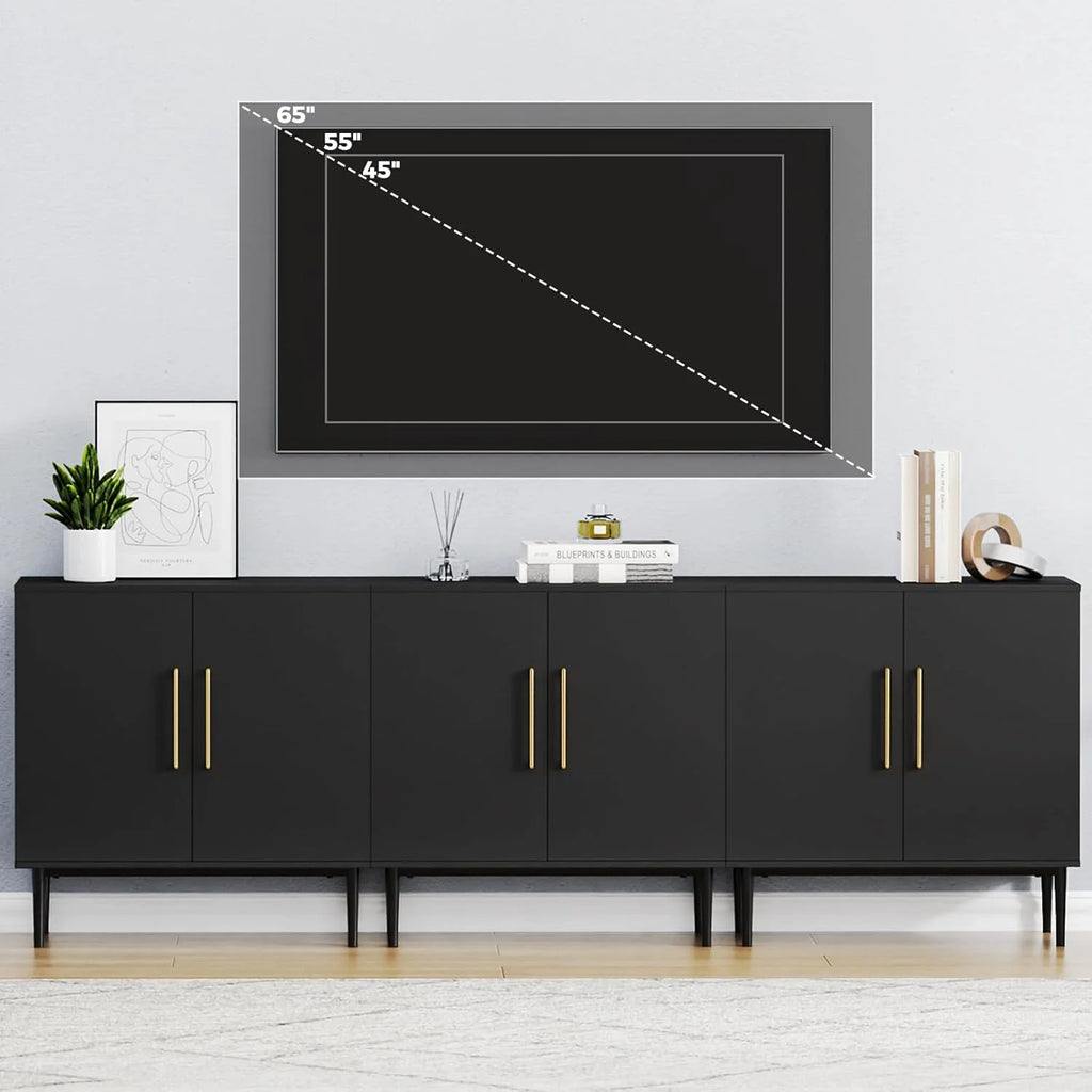 Free Standing Cabinet Black Wood for Living Room, Bedroom, Dining Room, Hallway, Entryway