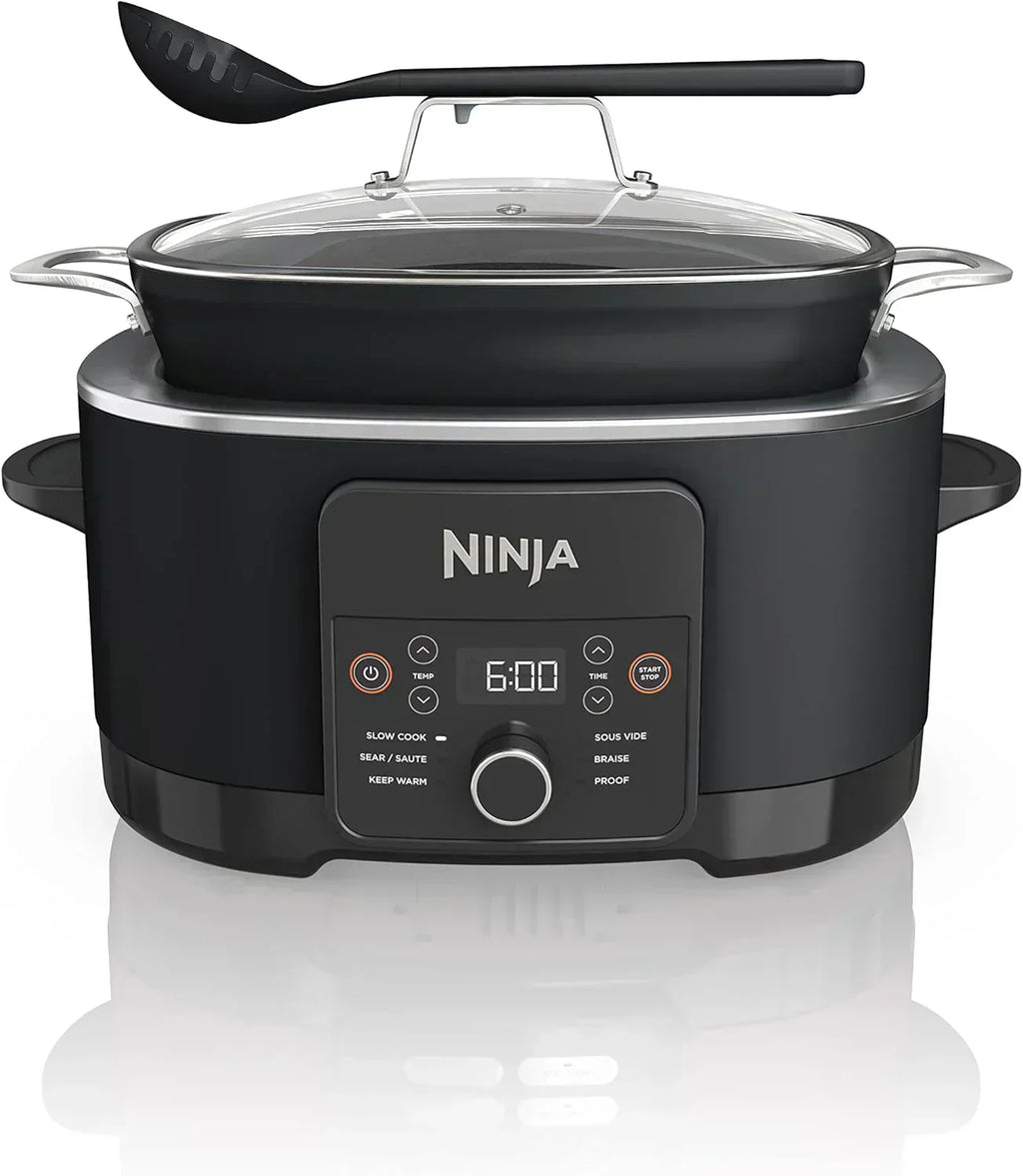 Ninja Slow Cooker 8.5 Quart Multi Cooker with Dutch oven steamer glass lid with integrated spoon