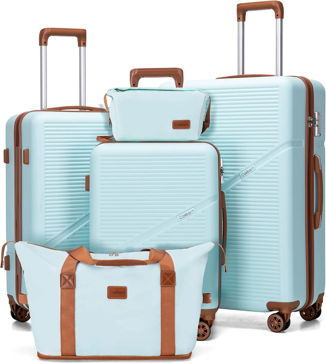 5-Piece Luggage Set with Spinner Wheels, Hard-Shell ABS Luggage Set with Tsa Lock, Lightweight Hard-Shell Waterproof Travel Case, Unisex, Gray