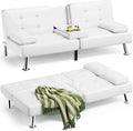 Homall Futon Sofa Bed Leather Futon Couch with Armrests Adjustable Recliner Sleeper Sofa Bed
