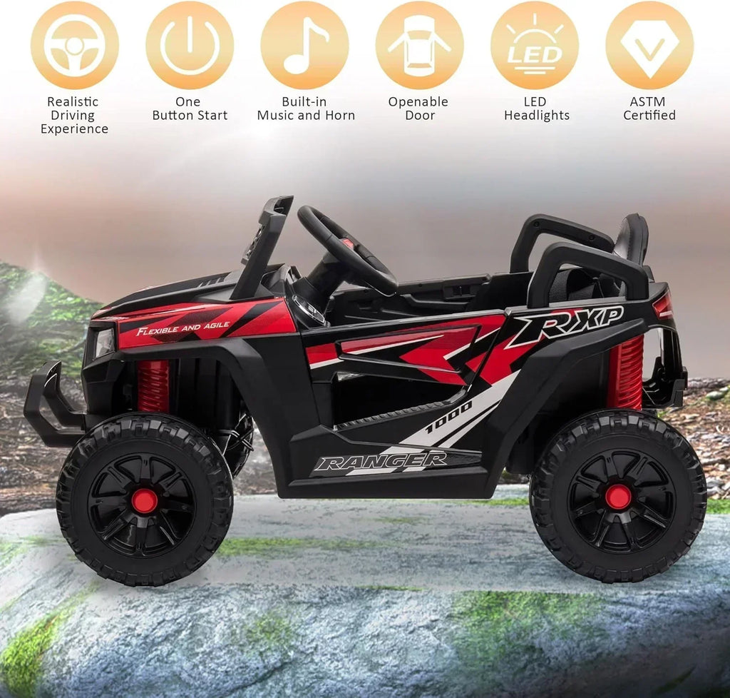 TOBBI 12V Kids Ride on Car Electric Off-Road UTV Truck with Diverse Functions Double Open Doors