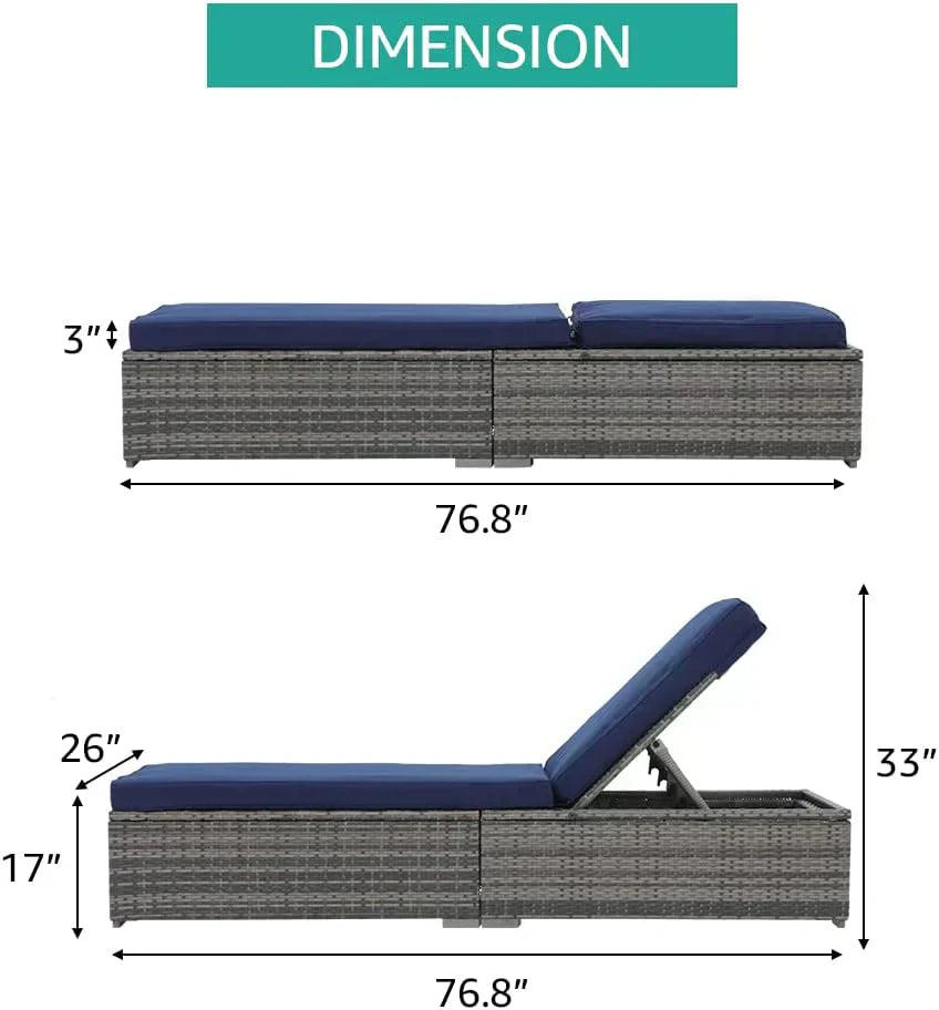 Patiorama Outdoor Patio Lounge Chair Elegant Reclining Adjustable Pool Rattan Chaise Chair
