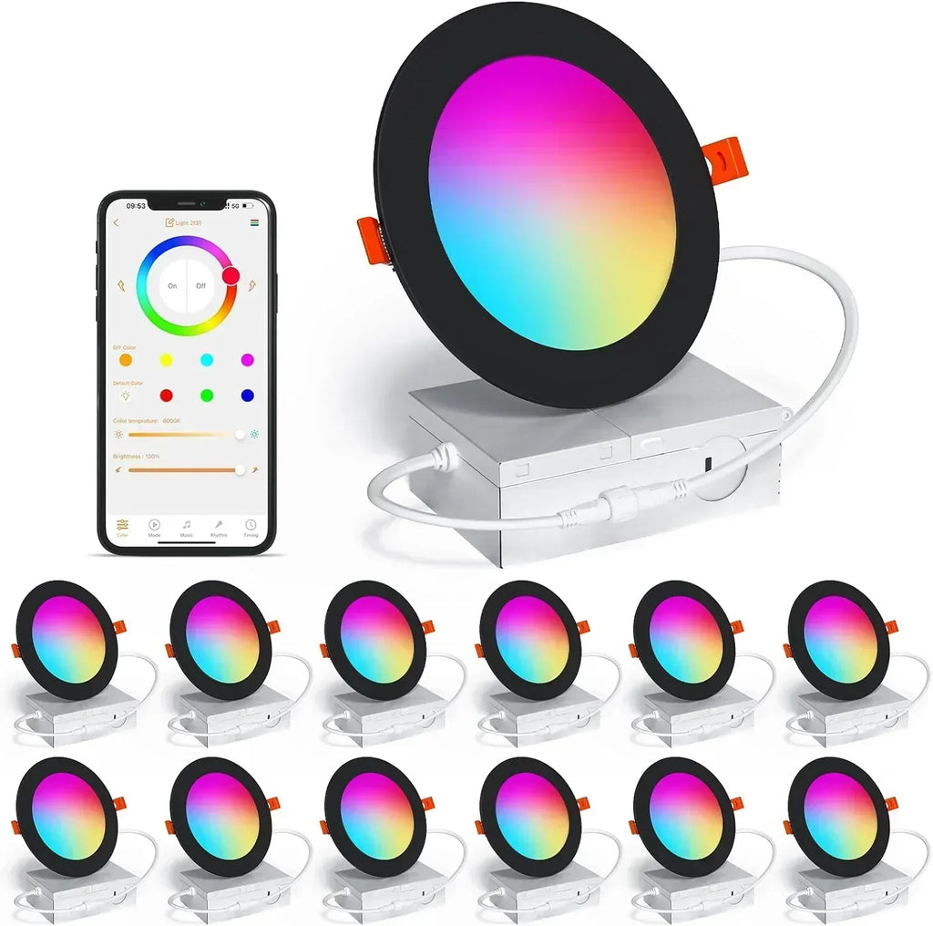 Smart Recessed Lighting 4 RGBCW Color Changing 12W LED Downlight with Junction Box