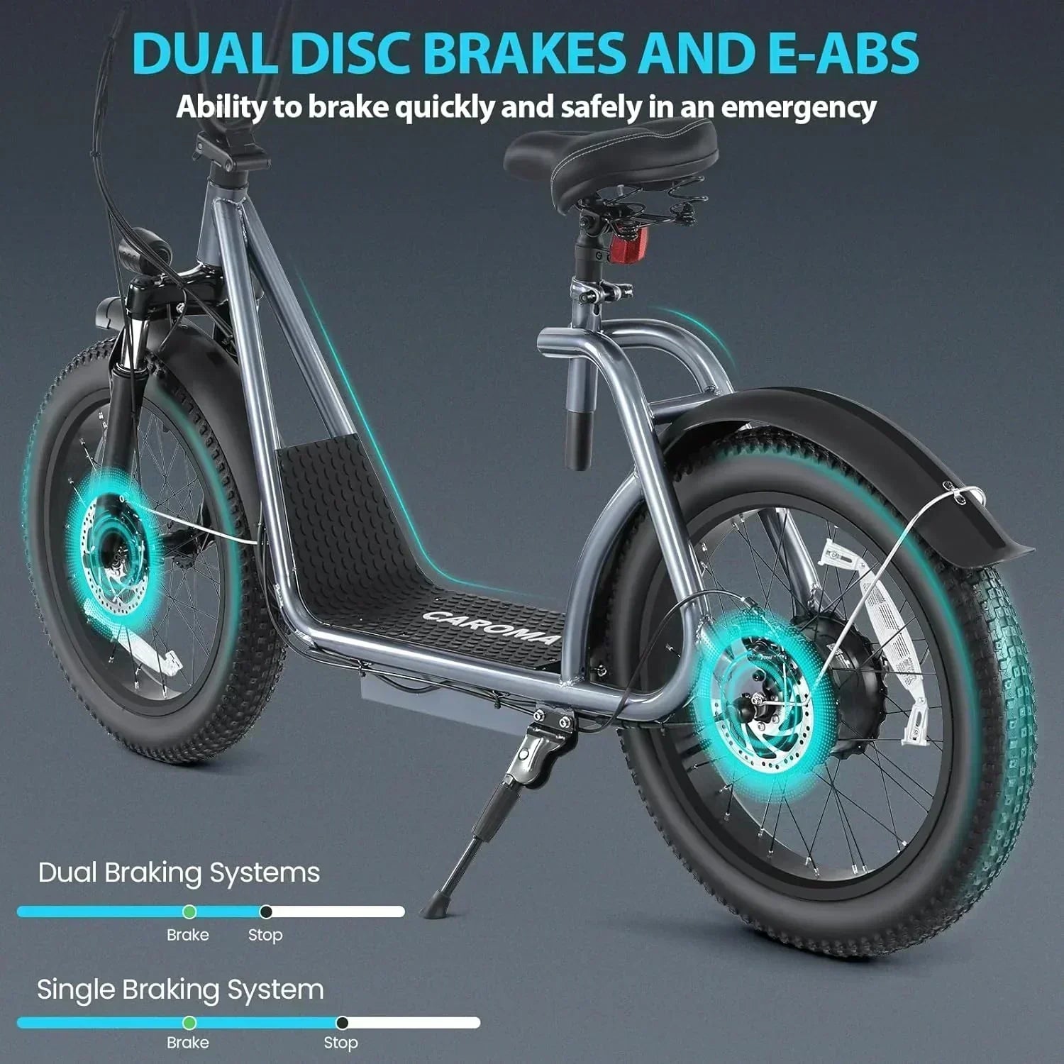 Caroma Peak 800W Foldable Adult Electric Scooter with 20-inch Wide Tires 48V Battery Basket