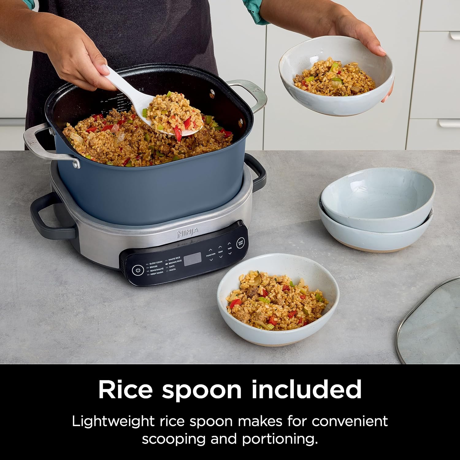 Ninja Slow Cookers 8.5-Quart Multi-Cooker with Dutch oven, steamer, glass lid with integrated spoon, nonstick and oven-safe pot
