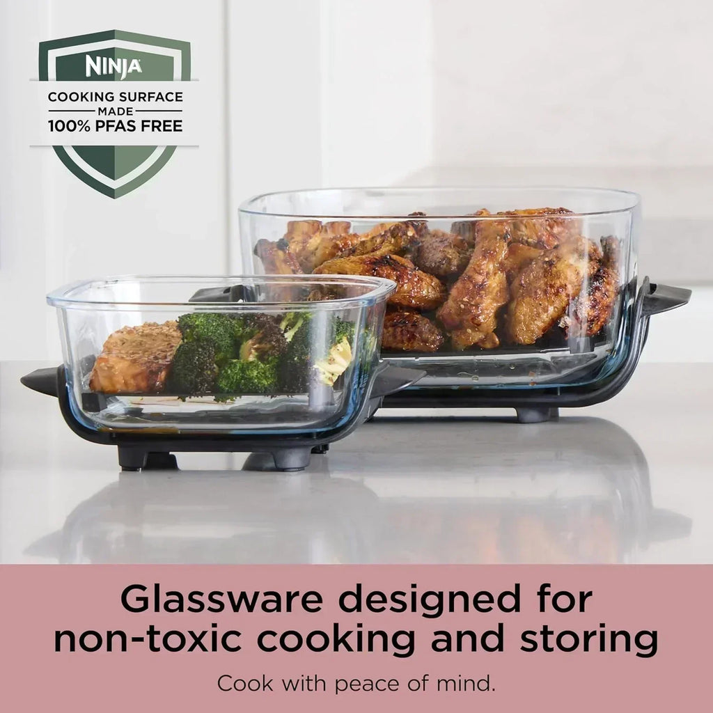 Ninja Crispi 4 in 1 Portable Glass Air Fryer Cooking System 4QT 6 Cup TempWare Glass Containers