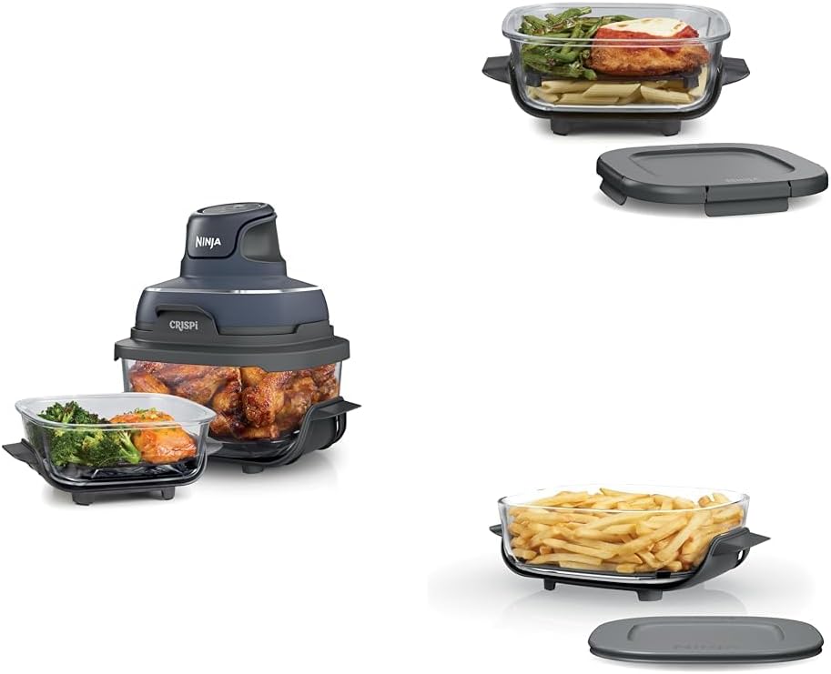 Ninja Crispi 4 in 1 Portable Glass Air Fryer Cooking System 4QT 6 Cup TempWare Glass Containers