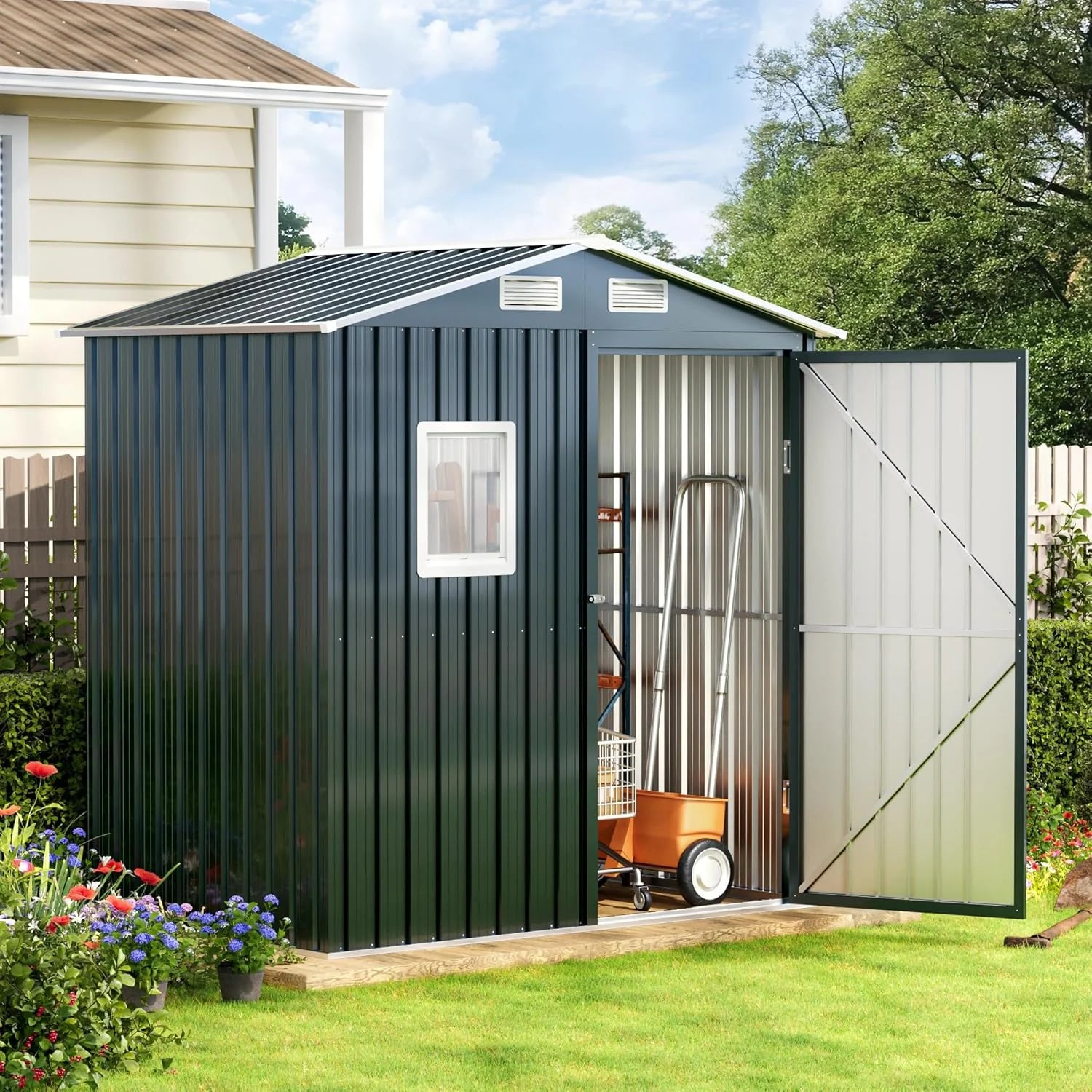 Breezz Outdoor Storage Shed 10 x 12ft. Utility Tool Shed Metal Storage Garden Shed