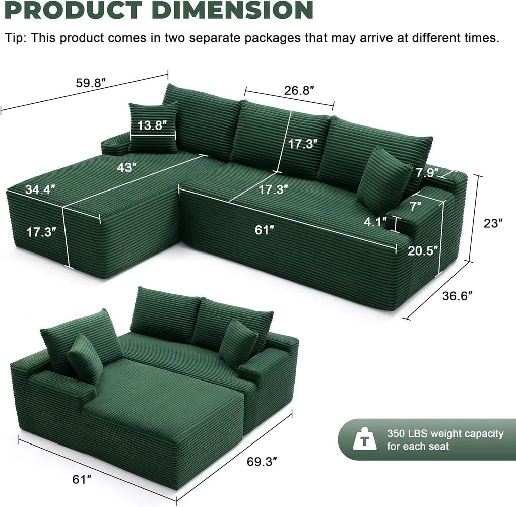 110-inch cloud sofa boneless sofa in the living room modular sofa with deep seats