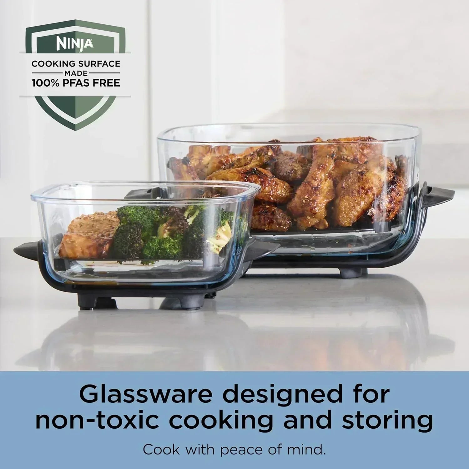 Ninja Crispi 4 in 1 Portable Glass Air Fryer Cooking System 4QT 6 Cup TempWare Glass Containers