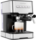 Chefman CaféMaster Pro Espresso Machine, Brew Single or Double Shots, Coffee Maker with Built-In Milk Frother for Cappuccino & Latte, XL 1.8 Liter Removable Water Reservoir - Stainless Steel