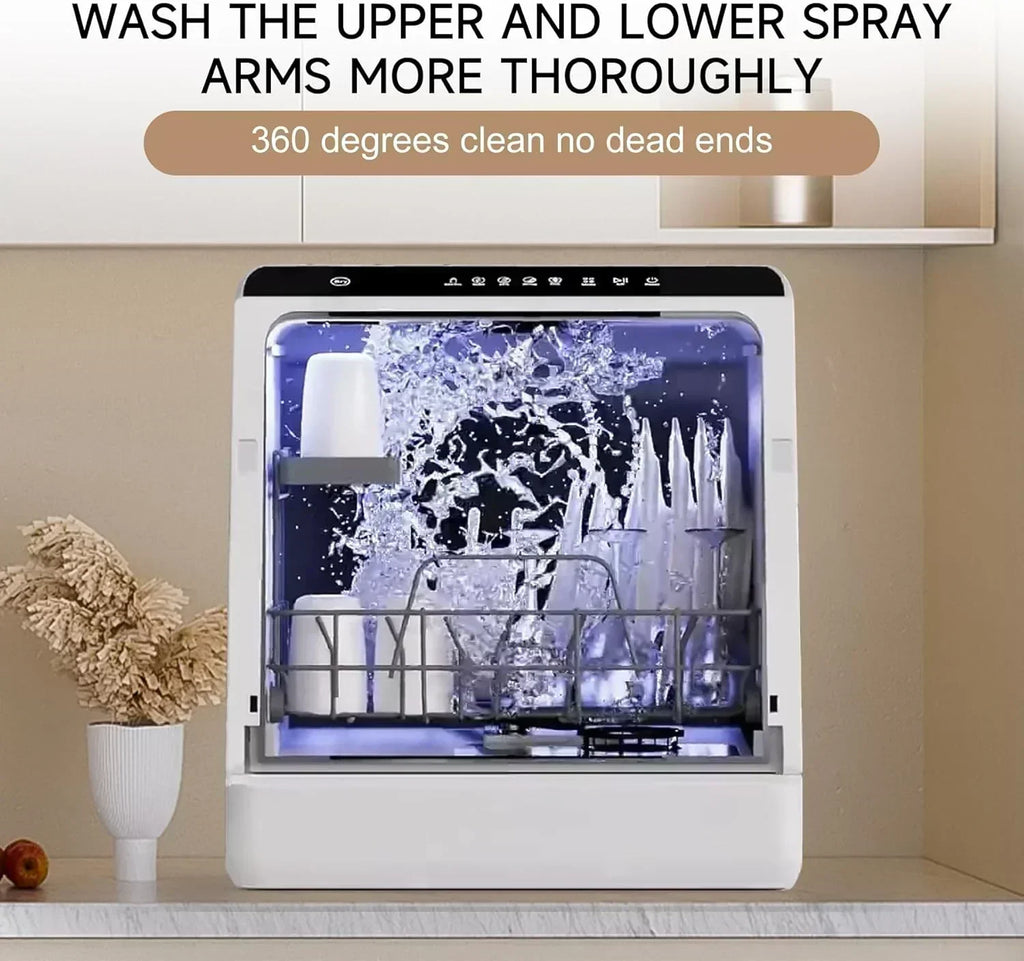 Mini countertop dishwasher Compact dishwasher Double spray arms Portable countertop dishwasher