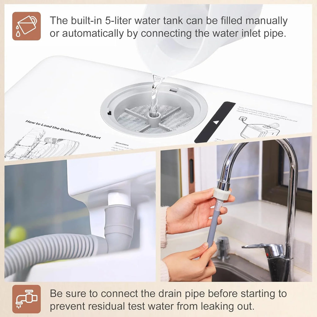 Mini dishwasher countertop .Compact Dishwasher with drying.Double spray arms. Portable Countertop Dishwasher With Water Tank, 6 wash programs, .Lavavajillas portatil can wash baby bottles.