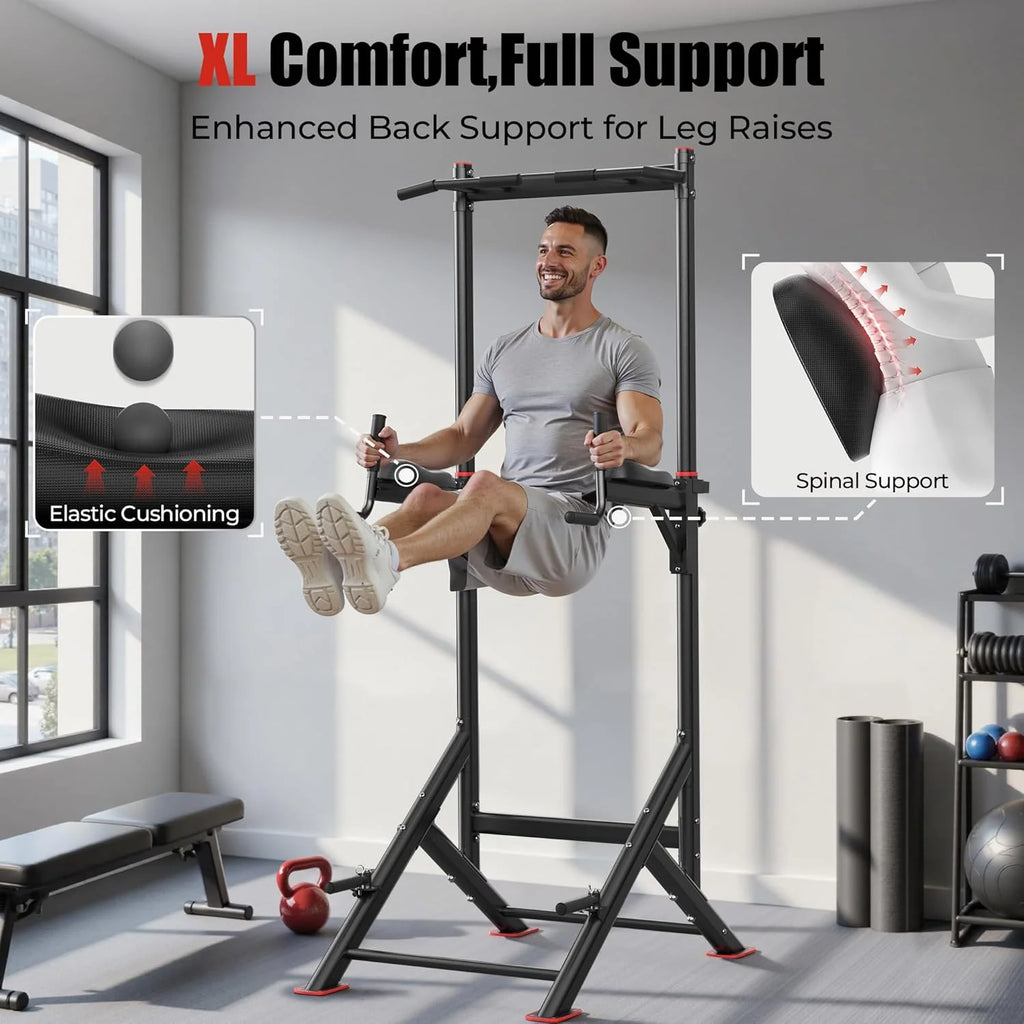 Sportsroyals Power Tower Pulp Up Bar Station, 450 lbs stable suspended immersion tilt station