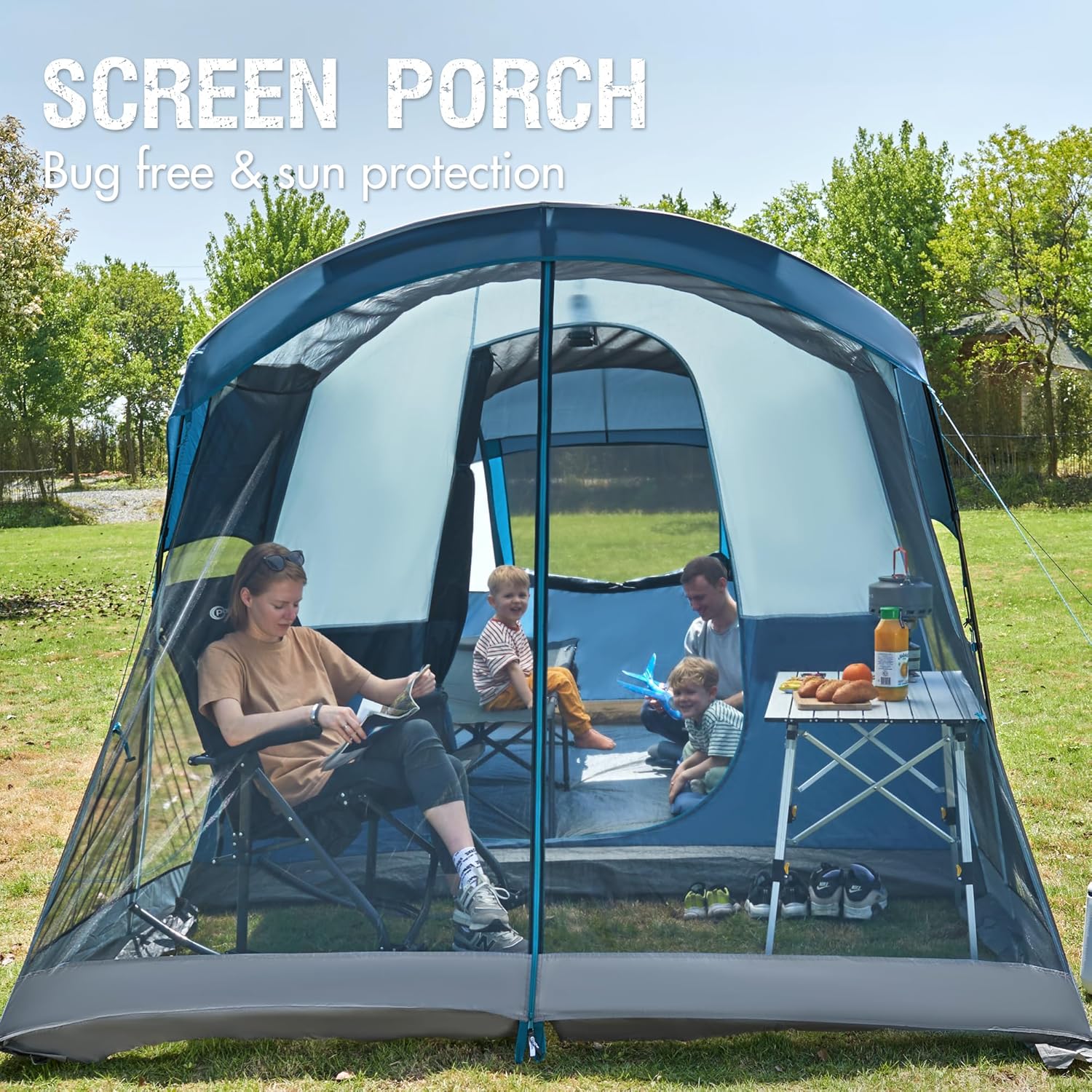 PORTAL 6/8/10 Person Family Camping Tent with Screen Room Water Resistant Big Tunnel Tent