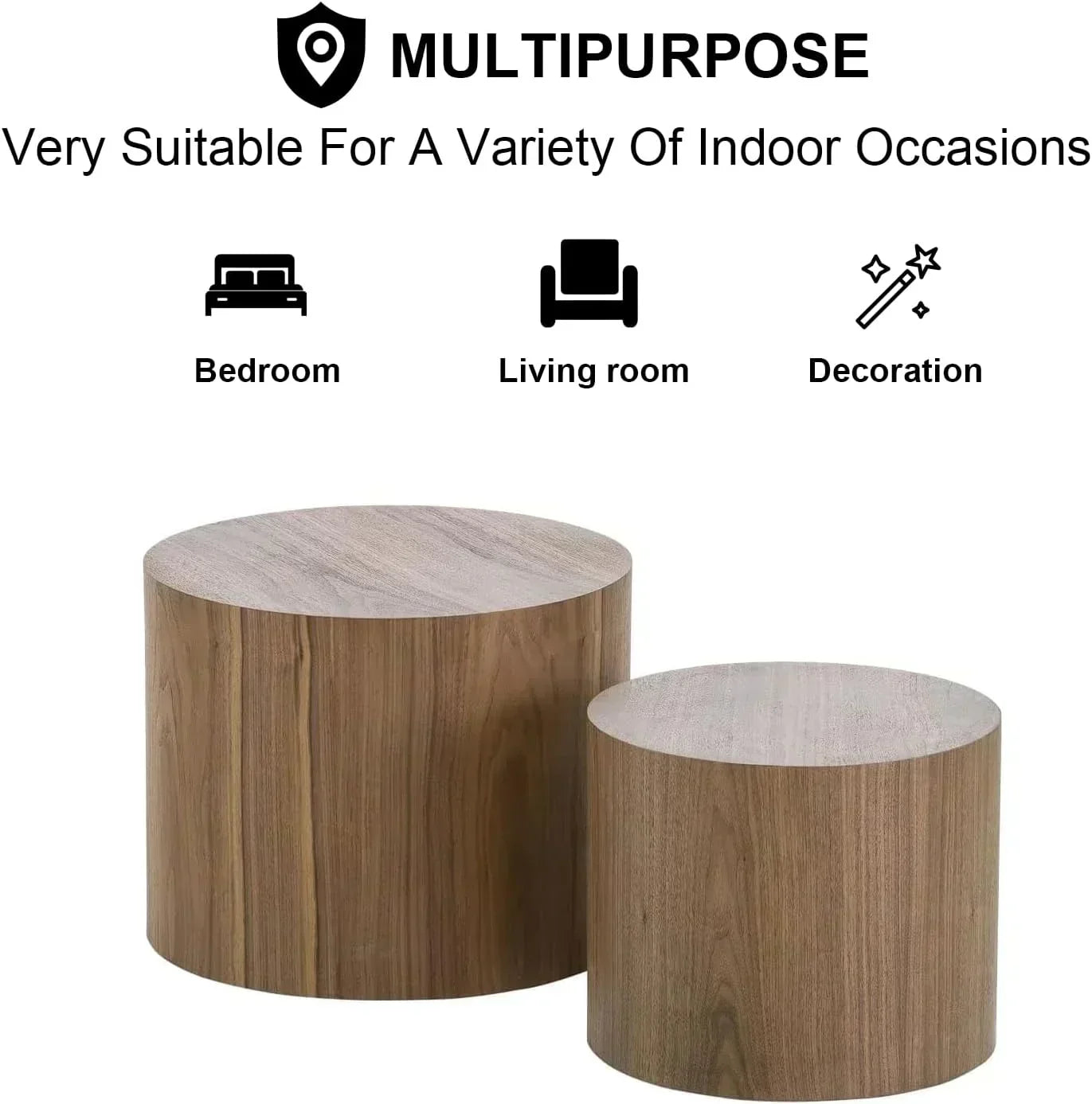 Nesting Coffee Table Set of 2 Modern Round Coffee Table with Non-Slip Feet Circle Accent Tables