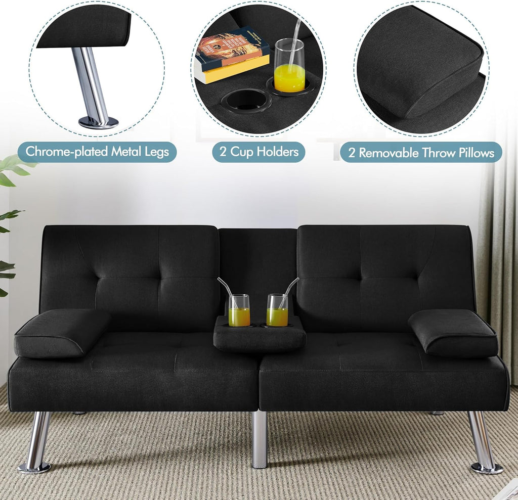 Convertible Sofa Bed Modern Imitation Leather Home Recliner Flip Double Sofa Folding Sofa Bed Guest Bed