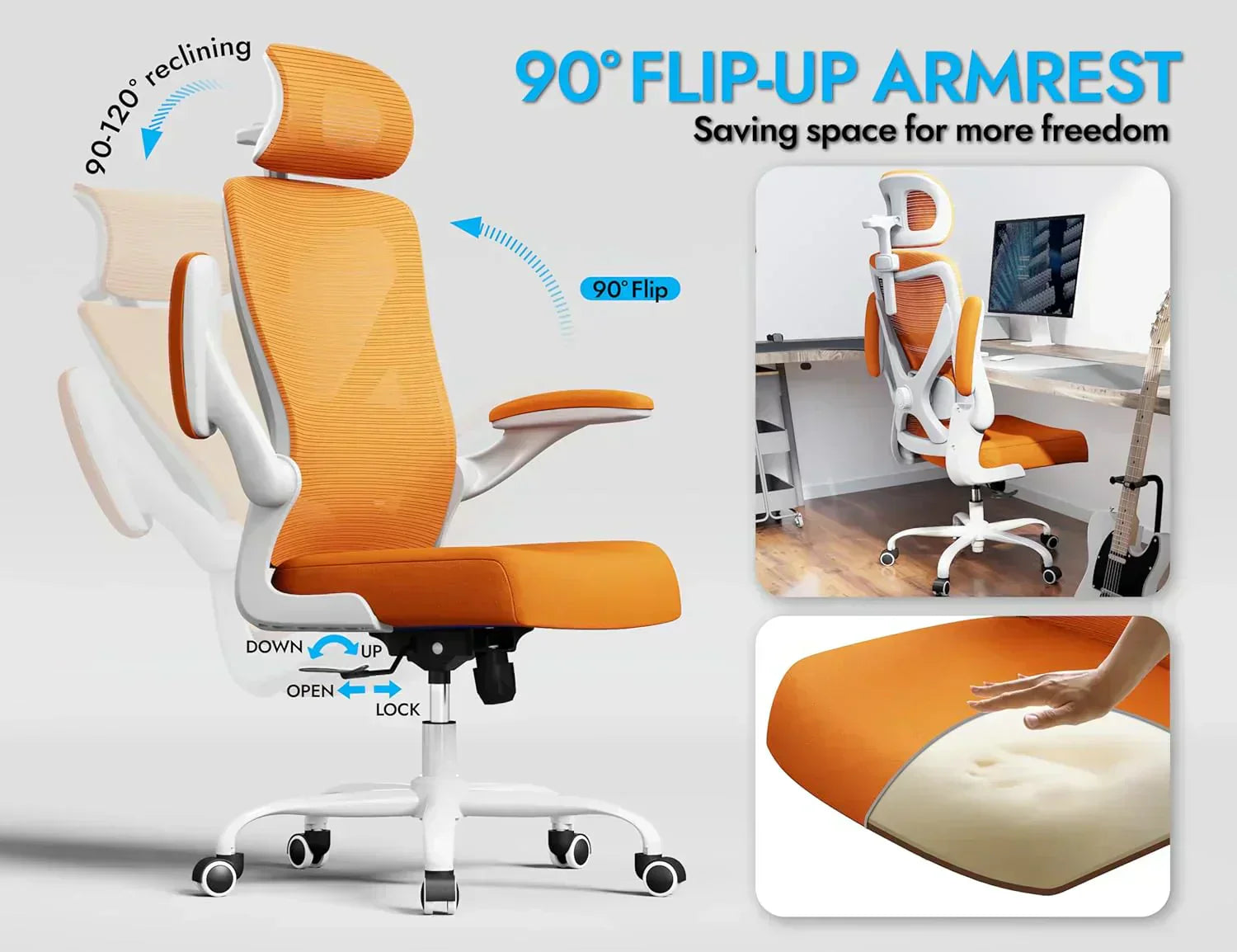 Office computer desk and chair gaming chair with lumbar support and headrest