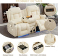 TUNYI Power Loveseat Recliner Sofa with Massage & Heat Home Theater Seating with Console Electric Recliner RV Sofa with USB/Outlet/Storage/Side Pocket/LED Light/Speaker (Brown, Loveseat)