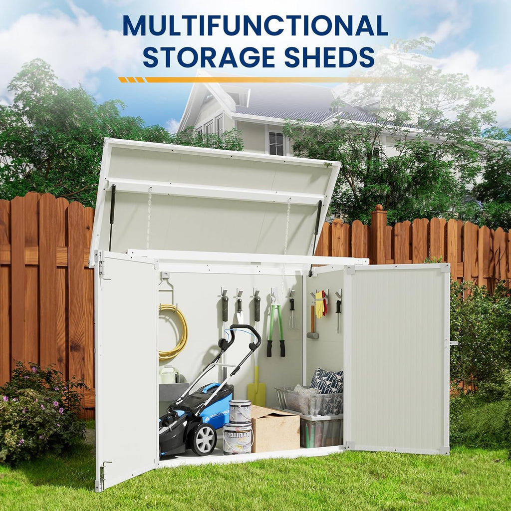 Amopatio 41 Cu Ft Horizontal Outdoor Storage Shed Resin Trash Can Storage Resin Shed