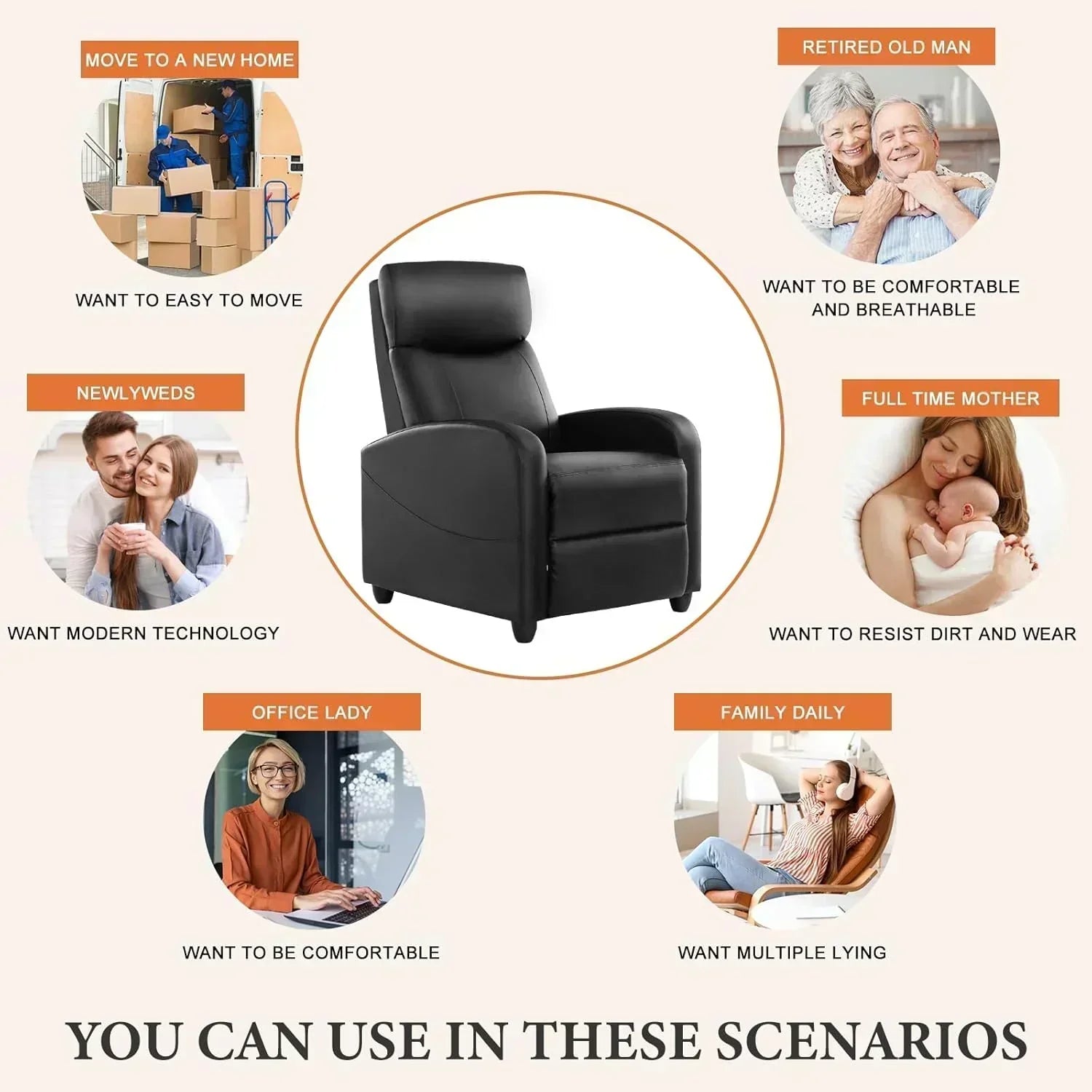 Adult massage recliner adjustable home theater seat modern fabric recliner